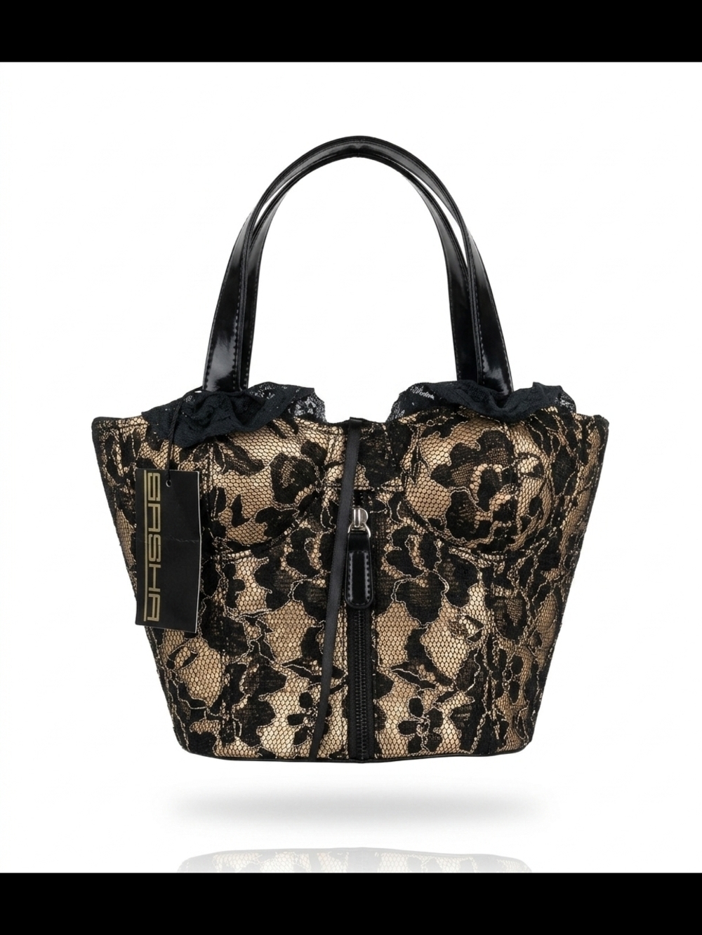 Sasha Black & Gold Lace Corset  Tote